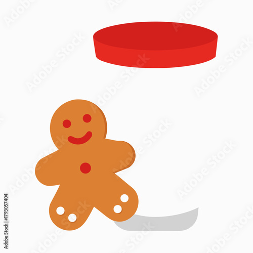 Gingerbread man cookie escaping from a jar