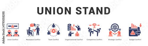 Union Stand Modern and clean web banner illustration featuring thematic icons for visual communication