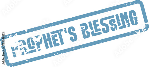 Distressed blue rubber stamp impression for a divine Prophets blessing