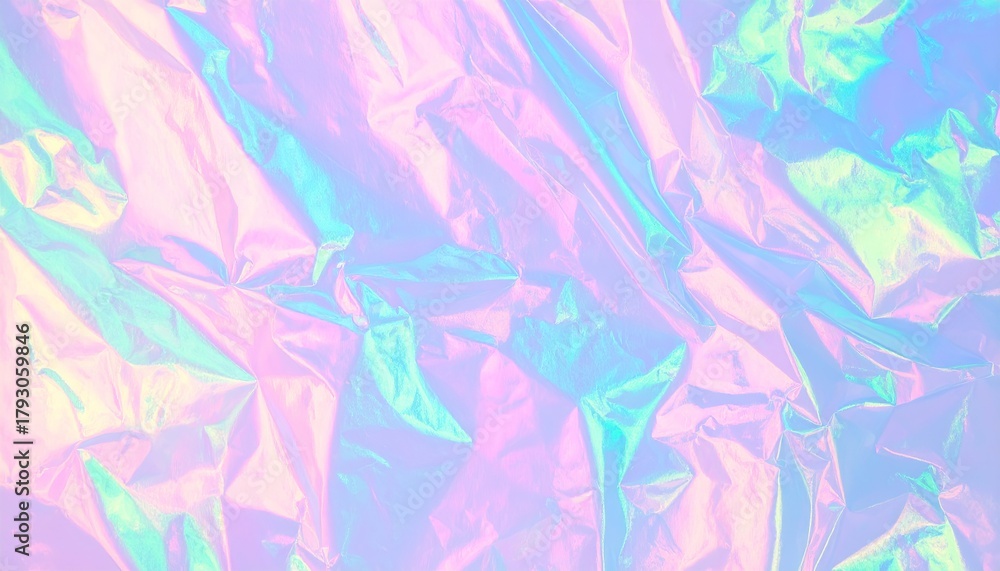 Fototapeta premium Holographic Pastel Texture Crumpled Foil Abstract Background, Pastel, Hologram Holographic, iridescent