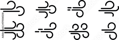 Wind Icons Set on White Background weather symbol