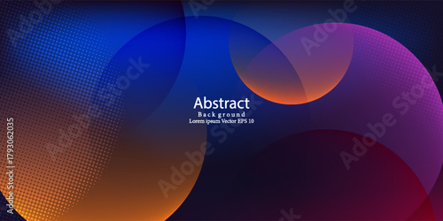 Dark Blue and Orange Neon Geometric Background