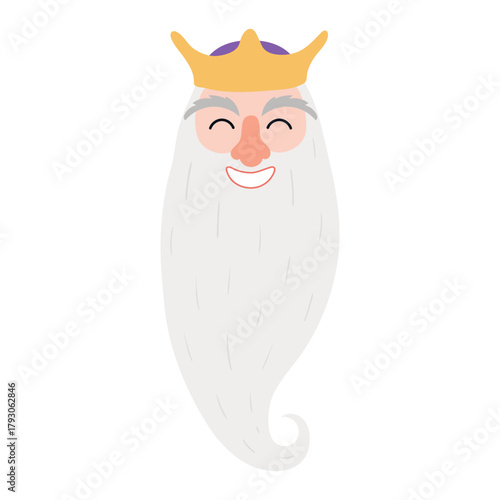 Fényképezés One of three kings, king Melchior face isolated on transparent background