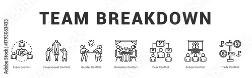 Team Breakdown Modern and clean web banner illustration featuring thematic icons for visual communication