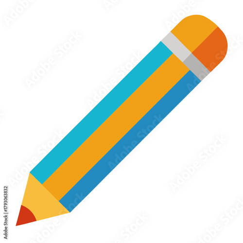 Colorful flat design pencil illustration with eraser