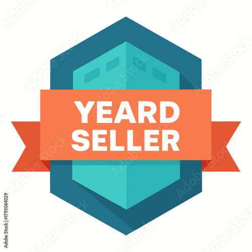 Yeard seller badge with building icon and ribbon