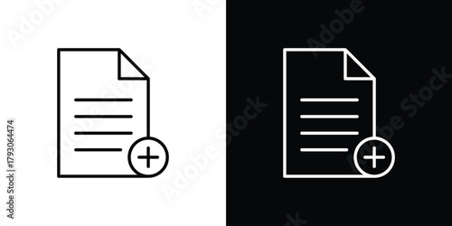 Add document icon outline and linear vector. outline icon and illustration