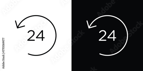 24 Hrs icon outline and linear vector. outline icon and illustration