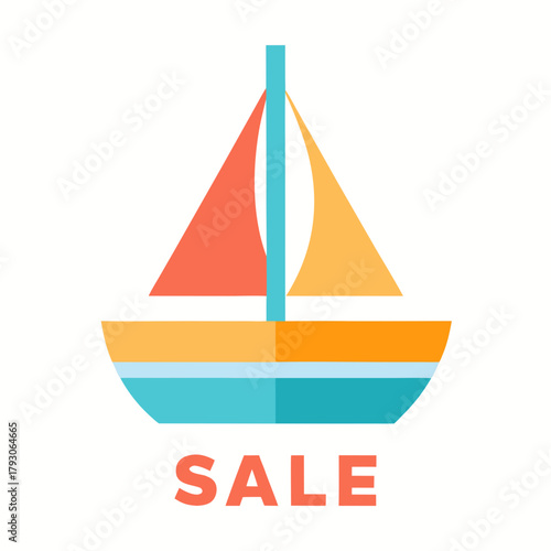 Colorful sailboat with sale text illustration