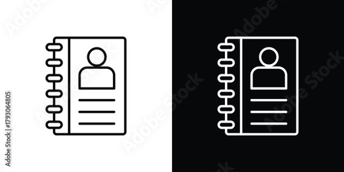 Address book icon outline and linear vector. outline icon and illustration