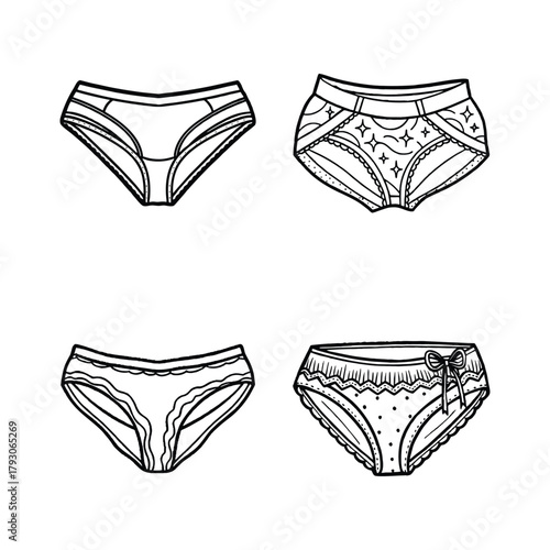 A set of panty isolated on white background