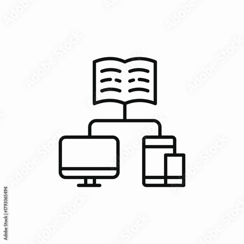 e book to computer or devices icon sign vector