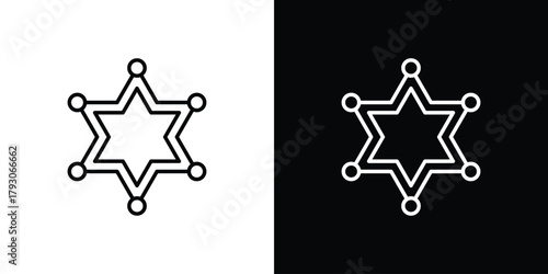 Badge Sheriff icon outline and linear vector. outline icon and illustration