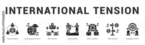 International Tension Modern and clean web banner illustration featuring thematic icons for visual communication