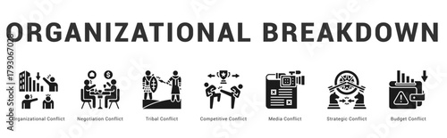 Organizational Breakdown Modern and clean web banner illustration featuring thematic icons for visual communication