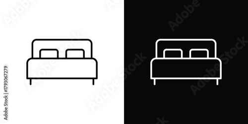 Bed icon outline and linear vector. outline icon and illustration