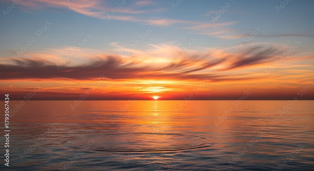 Obraz premium Vibrant sunset over calm ocean water