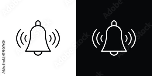 Bell ring icon outline and linear vector. outline icon and illustration