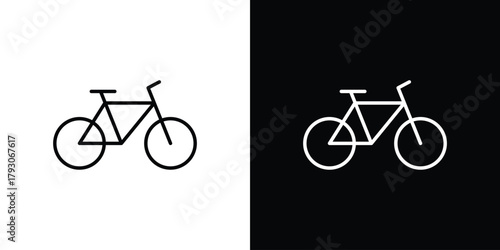Biking mountain icon outline and linear vector. outline icon and illustration