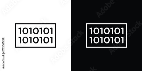 Binary code icon outline and linear vector. outline icon and illustration