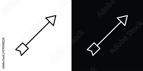Bow arrow icon outline and linear vector. outline icon and illustration