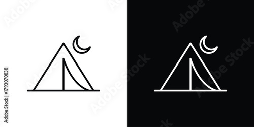 Camping icon outline and linear vector. outline icon and illustration