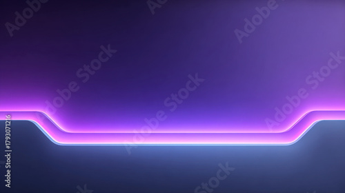 Neon glowing purple and blue futuristic abstract background with smooth curved lines and vibrant light effects for modern design