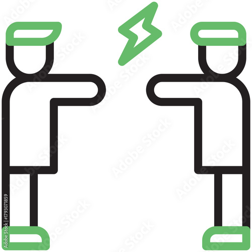 Conflict Resolution: Illustrated confrontation between two individuals, marked by tension and disagreement, symbolizing the complexities of communication and potential resolutions.