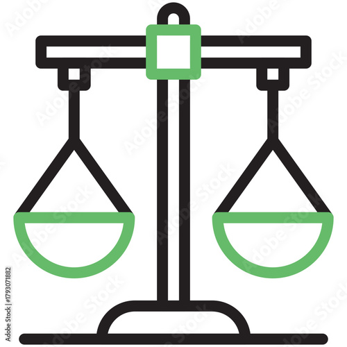 Justice Scale Icon: An abstract depiction of the scales of justice, elegantly rendered with clean lines, embodying balance, fairness, and legal precision.