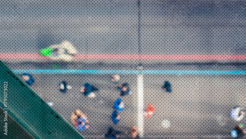Abstract Overhead View of Street Scene Through Patterned Glass