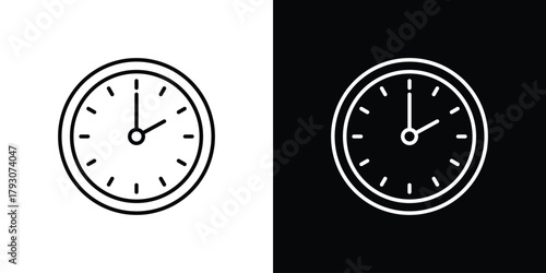 Clock two icon outline and linear vector. outline icon and illustration