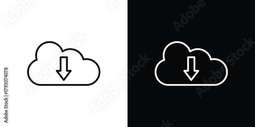Cloud download icon outline and linear vector. outline icon and illustration