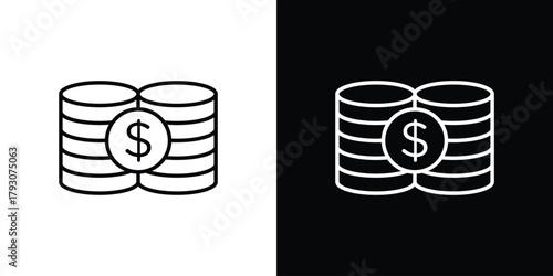 Coins icon outline and linear vector. outline icon and illustration