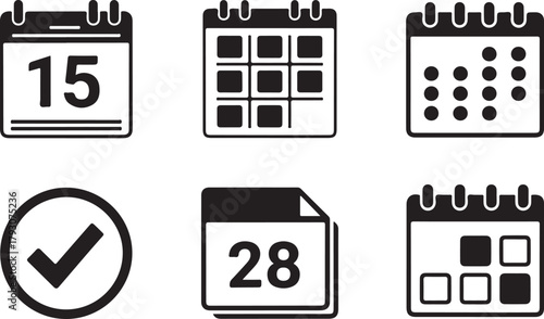 Calendar icons with dates and checkmark planning