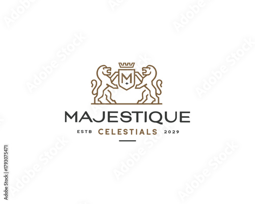 Royal Crest Heraldic Lions Logo Template 