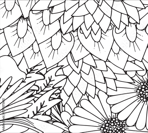 Simple flower coloring pages for adults and kids 
