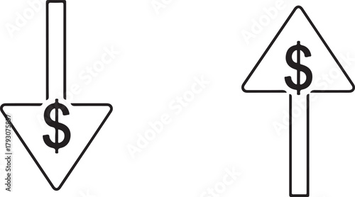 Downward arrow with dollar sign upward arrow with dollar sign money