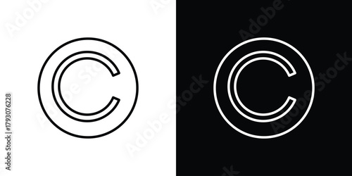 Copyright icon outline and linear vector. outline icon and illustration