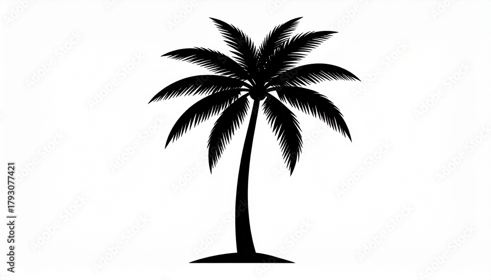 Obraz premium black silhouette vector of palm tree, white background