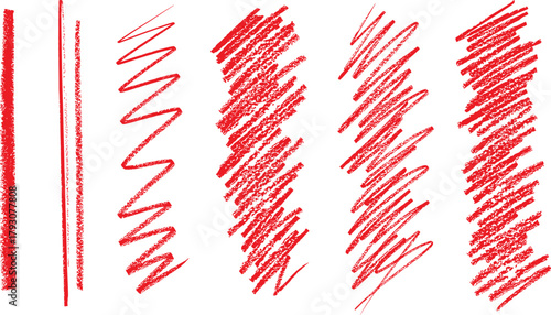 Red, crayon, stroke, textures, marker, scribble, variations, rough, vertical, lines, zigzag, pattern, dense, shading, spaced, hatching, texture, sampler, art, design