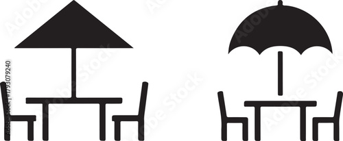 Outdoor seating with umbrellas table chairs