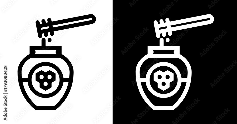 Obraz premium black and white illustration of honey icon