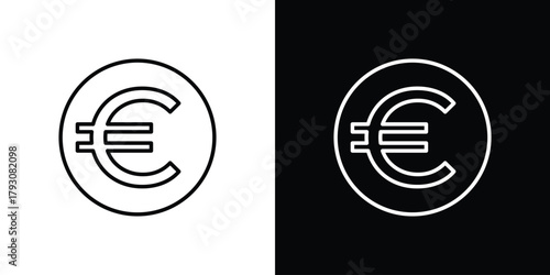 Euro icon outline and linear vector. outline icon and illustration