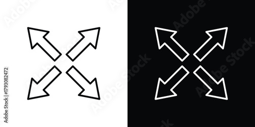 Expand arrows icon outline and linear vector. outline icon and illustration