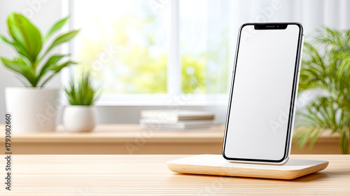 Wallpaper Mural Moderne, helle Arbeitsbereiche mit klaren Mockups für Laptop, Smartphone und Tablet in minimalistischen, neutralen Interiors. Perfekt für Designer, Marken und Social-Media-Content Torontodigital.ca