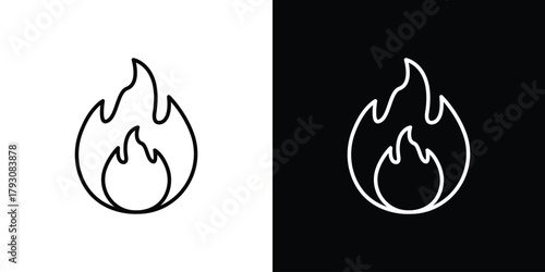 Flame icon outline and linear vector. outline icon and illustration
