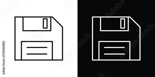 Floppy disk icon outline and linear vector. outline icon and illustration