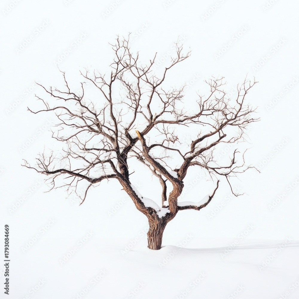 Naklejka premium Dead tree branches winter minimalist.