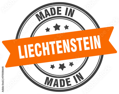 Made in Liechtenstein round sign. Made in Liechtenstein stamp.