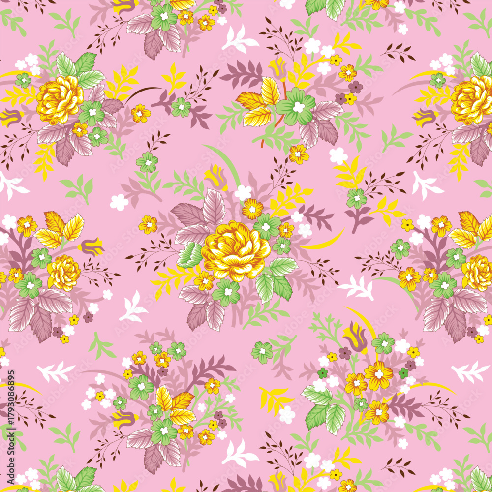 Obraz premium Classic Popular Flower Seamless pattern background - For easy making seamless pattern use it for filling any contours
